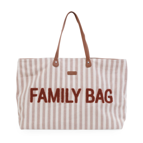 Family Bag Sac à Langer  - Rayures - Nude/Terracotta