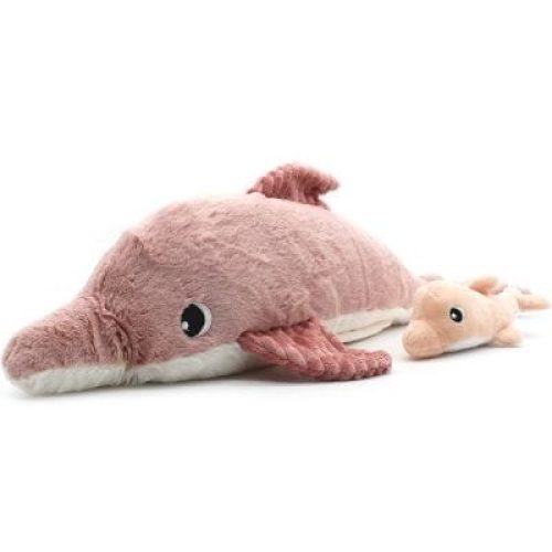grande-peluche-tofou-le-dauphin-maman-et-bebe-rose-50-cm