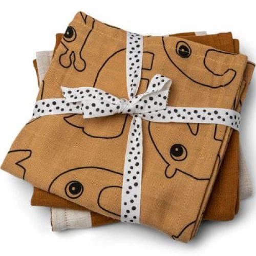 lot-de-3-langes-deer-friends-moutarde-70-x-70-cm