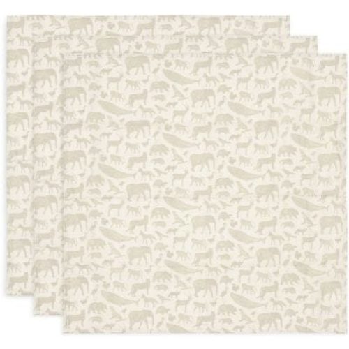 lot-de-3-langes-en-gaze-de-coton-animals-nougat-70-x-70-cm