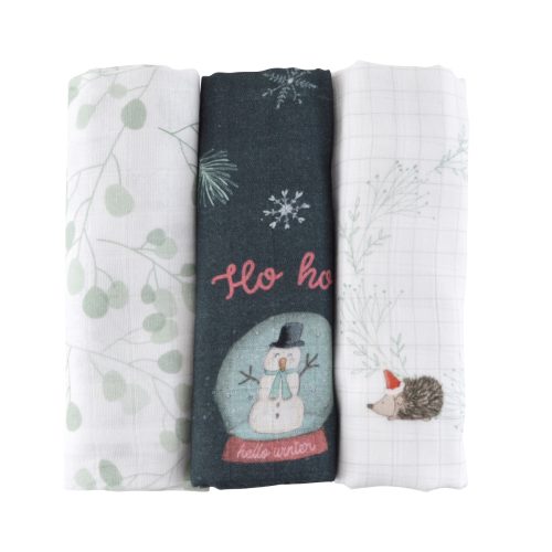 Lot de 3 langes bébé coton bio* Noël Magique