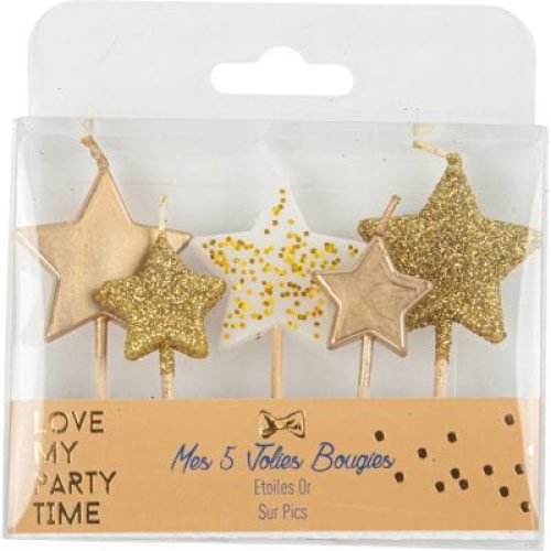 lot-de-5-bougies-etoiles-or-paillete