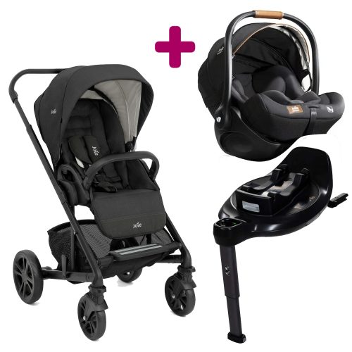 Pack poussette duo Chrome Shale + coque I-level Recline Eclipse + base pivotante encore  Joie