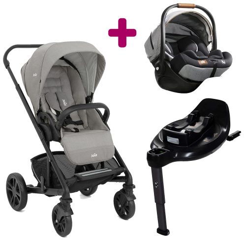 Pack poussette duo Chrome Pebble + coque I-level Recline Carbon + base pivotante Encore  Joie