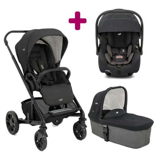 Pack poussette trio Chrome Shale + coque I-Gemm 3 shale + nacelle Chrome Shale  Joie