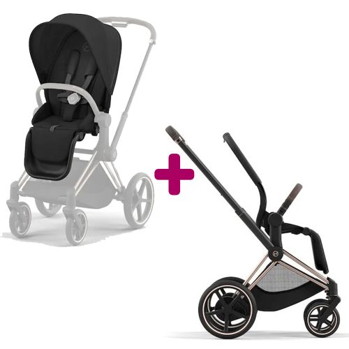 Poussette Epriam Chassis rosegold + siège Sepia Black  Cybex