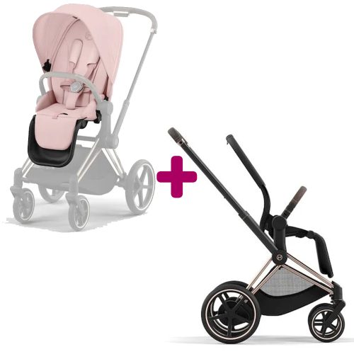 Poussette Epriam Chassis rosegold + siège Peach Pink  Cybex