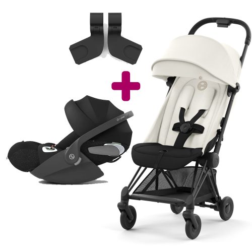 Pack poussette duo Coya Off White + coque Cloud T i-size Sepia Black + adaptateurs coque  Cybex