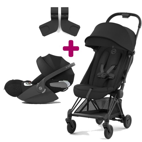 Pack poussette duo Coya Sepia Black + coque Cloud T i-size Sepia Black + adaptateurs coque  Cybex
