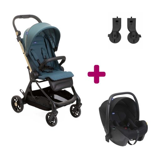 Pack poussette Duo One4ever Siège auto + adaptateurs green gem  Chicco