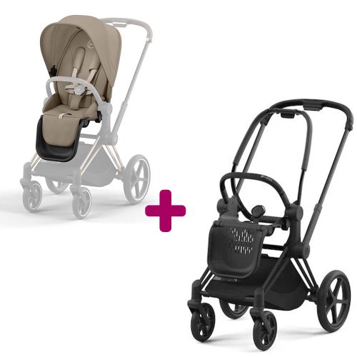 Pack Poussette Chassis Priam matt black + Siege Priam Cozy Beige  Cybex