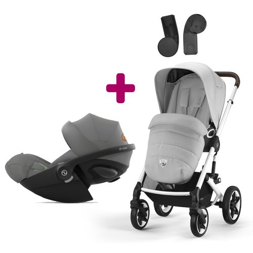 Pack Poussette Duo Talos S Lux 2023 Silver lava grey + adaptateurs + Coque Cloud G i-Size Lava Grey  Cybex
