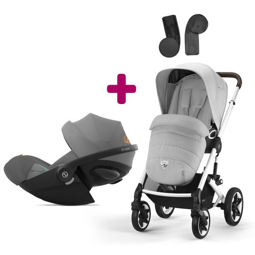 Pack Poussette Duo Talos S Lux 2023 Silver lava grey + adaptateurs + Coque Cloud G i-Size Tissu Plus Lava Grey  Cybex