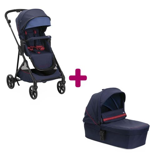 Pack poussette Duo Seety Oxford blue + nacelle oxford blue  Chicco