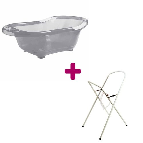 Pack Baignoire grise translucide + support de baignoire blanc avec tuyau  dBb Remond