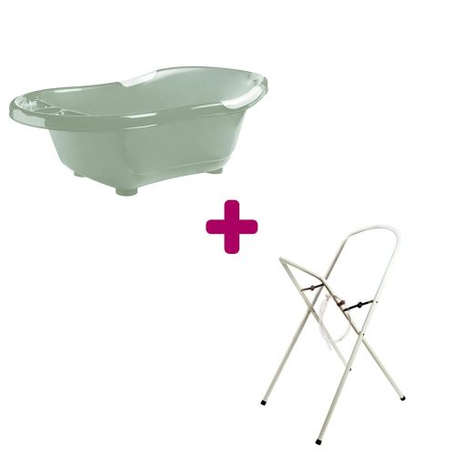 Pack Baignoire vert sauge + support de baignoire blanc avec tuyau  dBb Remond