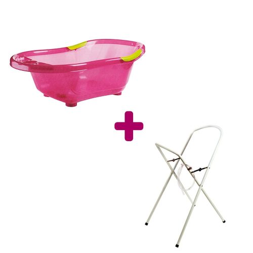 Pack Baignoire rose pailletée + support de baignoire blanc avec tuyau  dBb Remond