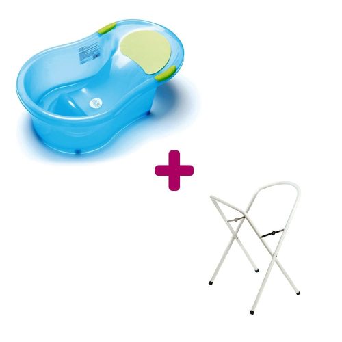 Pack Baignoire avec transat bleu + petit support de baignoire blanc avec tuyau  dBb Remond