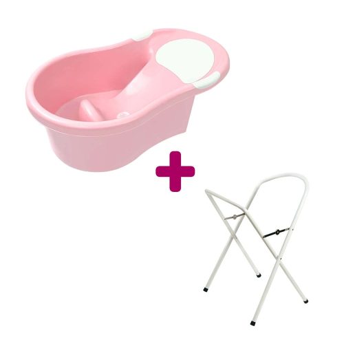 Pack Baignoire avec transat rose + petit support de baignoire blanc avec tuyau  dBb Remond