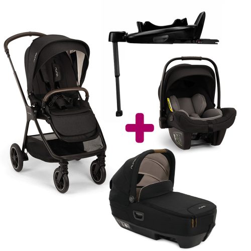 Pack Poussette trio Triv Next Caviar + Nacelle Cari Next Caviar + coque Pipa next Caviar + base next  Nuna