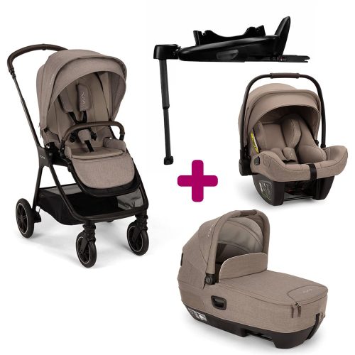 Pack Poussette trio Triv Next Cedar + Nacelle Cari Next Cedar + coque Pipa Next Cedar + base next  Nuna