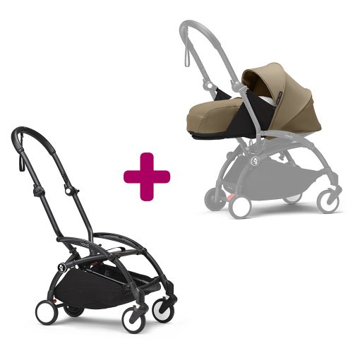 Pack chassis poussette YOYO³ Noir + pack nouveau-né 0+ YOYO³ Toffee  Stokke