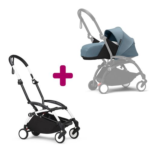 Pack chassis poussette YOYO³ Blanc + pack nouveau-né 0+ YOYO³ Aqua  Stokke