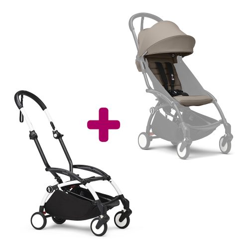 Pack chassis poussette YOYO³ Blanc + pack 6+ YOYO³ Taupe  Stokke