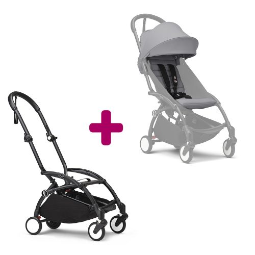 Pack chassis poussette YOYO³ Noir + pack 6+ YOYO³ Stone  Stokke