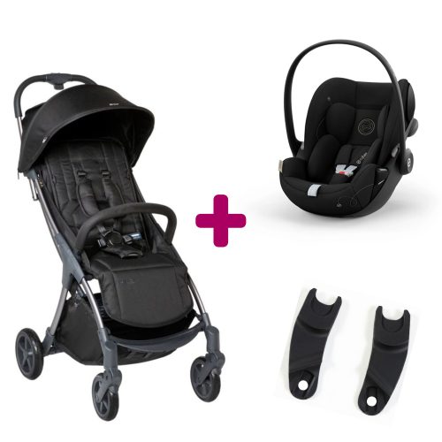 Pack Poussette duo M.2 Onyx + adaptateurs coque + coque Cloud G i-size Moon Black  Mast swiss design