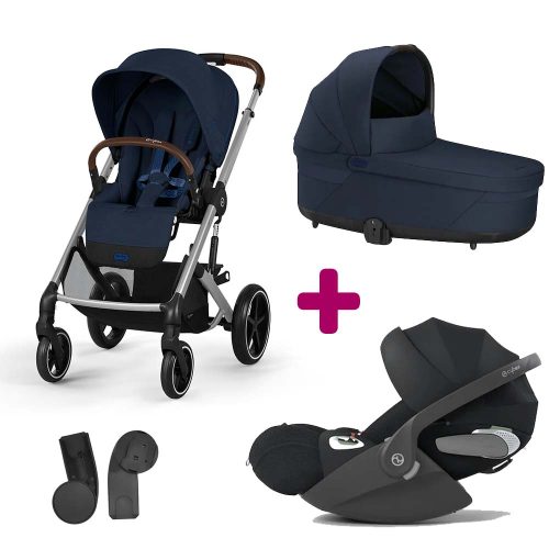 Pack Poussette Trio Balios Ocean Blue + nacelle Cot S lux Ocean Blue + adaptateurs coque + coque Cloud T tissu plus sepia black  Cybex