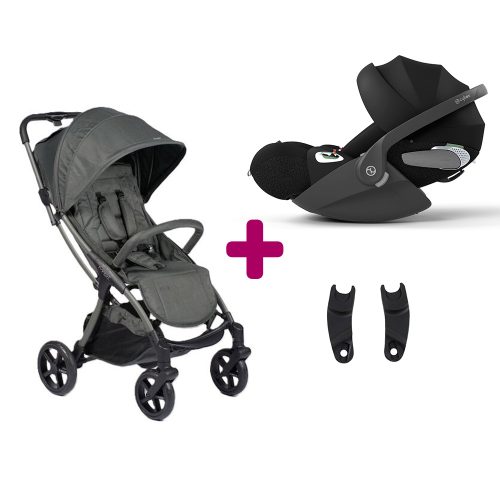 Pack Poussette duo M.2 X volcanic ash + adaptateurs + coque Cloud T i-size Sepia Black  Mast swiss design