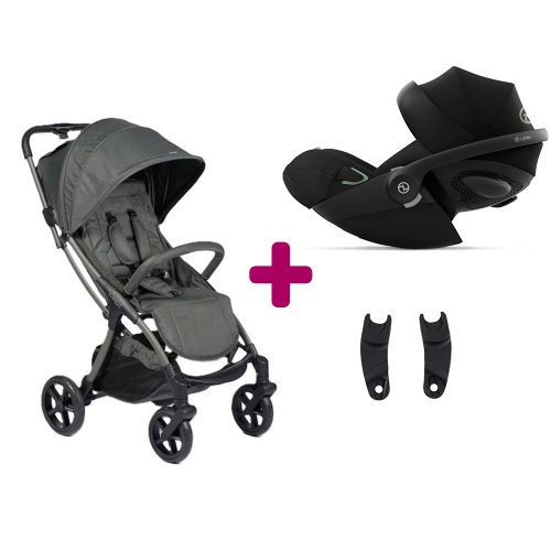 Pack Poussette duo M.2 X volcanic ash + adaptateurs + coque Cloud G i-size Moon Black  Mast swiss design