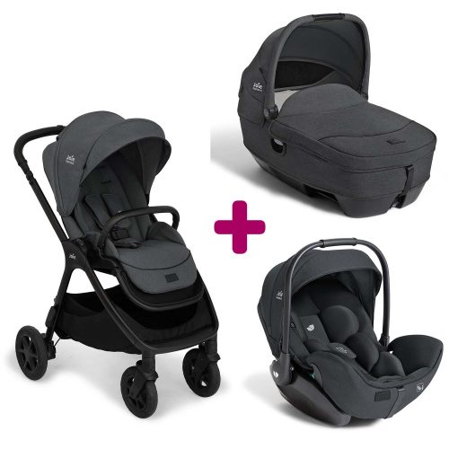 Pack poussette trio Finiti Ebony + nacelle Calmi Ebony + coque I-Level Pro Ebony  Joie