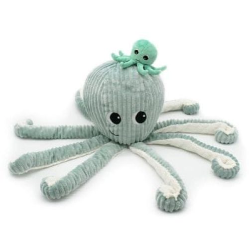 peluche-geante-filou-la-pieuvre-et-son-bebe-menthe-45-cm