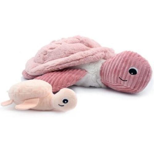 peluche-geante-les-ptipotos-sauvenou-maman-bebe-tortue-rose-49-cm