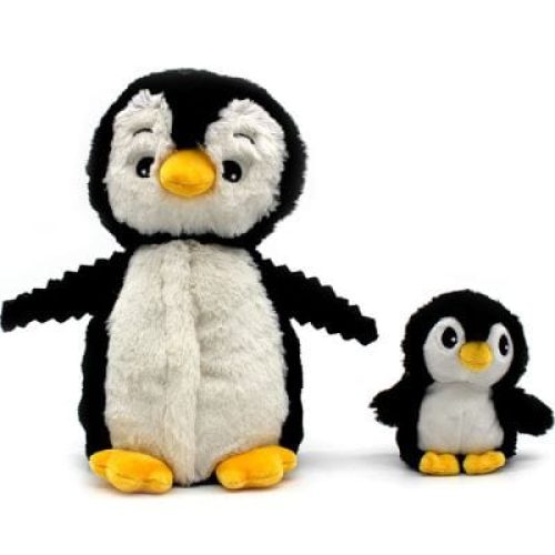 peluche-iglou-le-pingouin-maman-et-bebe-noir-25-cm