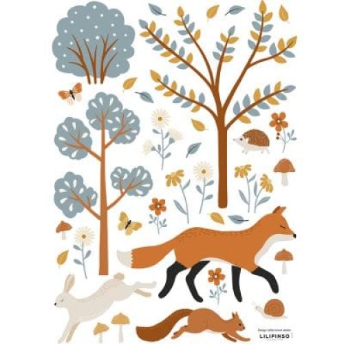 planche-de-stickers-a3-renard-woodland-animals