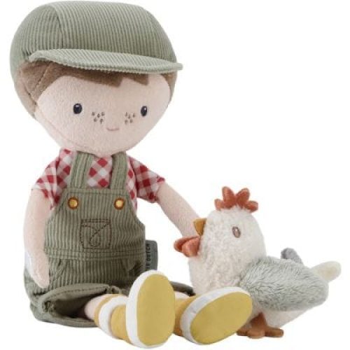 poupee-jim-ferme-avec-poule-35-cm