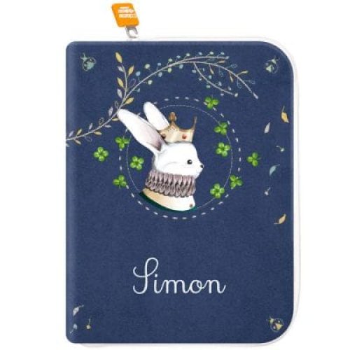 protege-carnet-de-sante-lapin-couronne-personnalisable