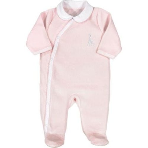 pyjama-croise-en-velours-rose-sophie-la-girafe-3-mois