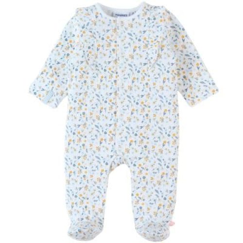 pyjama-leger-fleuri-en-jersey-gaufre-ecru-6-mois