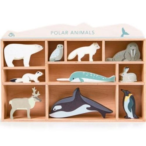set-animaux-en-bois-animaux-polaires