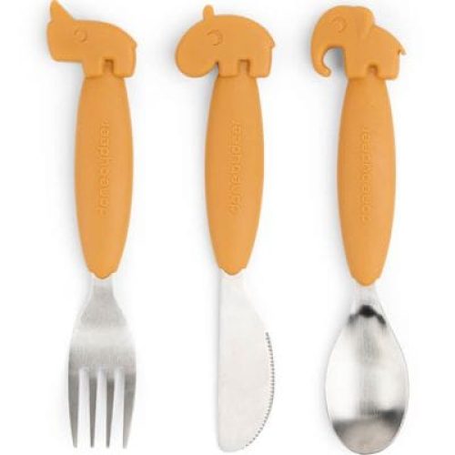 set-de-3-couverts-easy-grip-deer-friends-moutarde