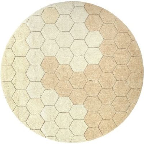 tapis-lavable-rond-honeycomb-golden-140-cm