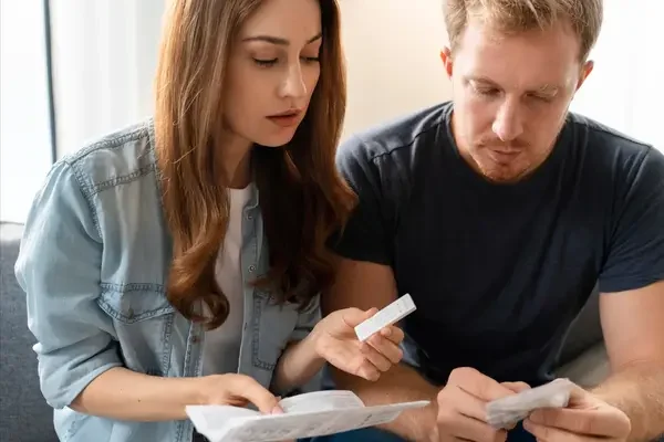 Un couple avec un test de paternitÃƒÂ© ÃƒÂ  la main