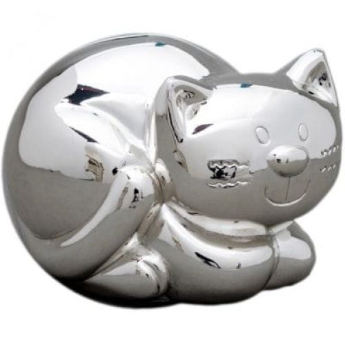 tirelire-chat-metal-argente