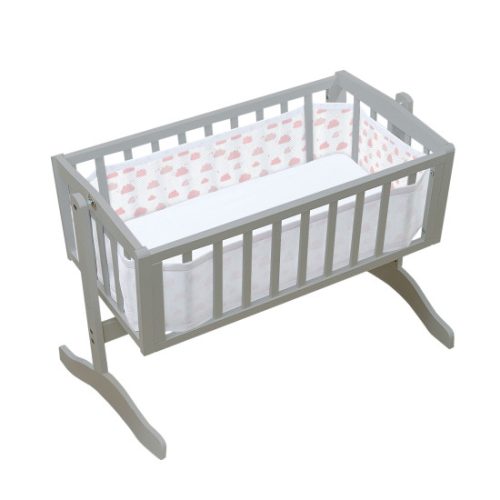 Tour de lit respirant pour berceau Nuages roses